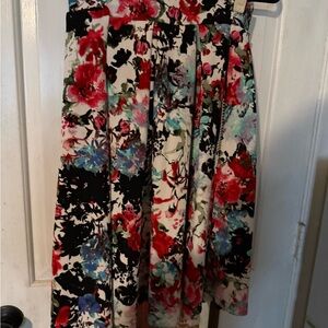 Haute Monde Floral A-Line Skirt - Red, Black, Cream